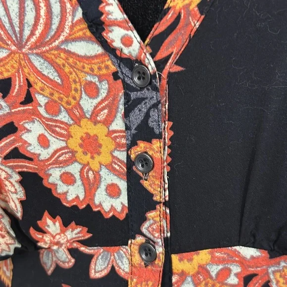 Free people Miranda dark floral midi dress boho button front Women’s size 4 - Picture 4 of 16